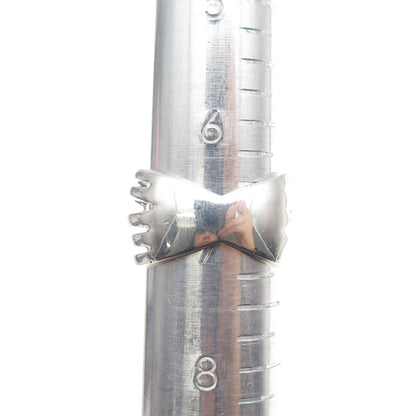 SUN 925 Sterling Silver Real Round-Cut Diamond Crisscross Ring Size 7