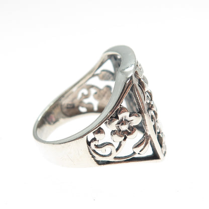 925 Sterling Silver Vintage Flower & Butterfly Ring Size 8