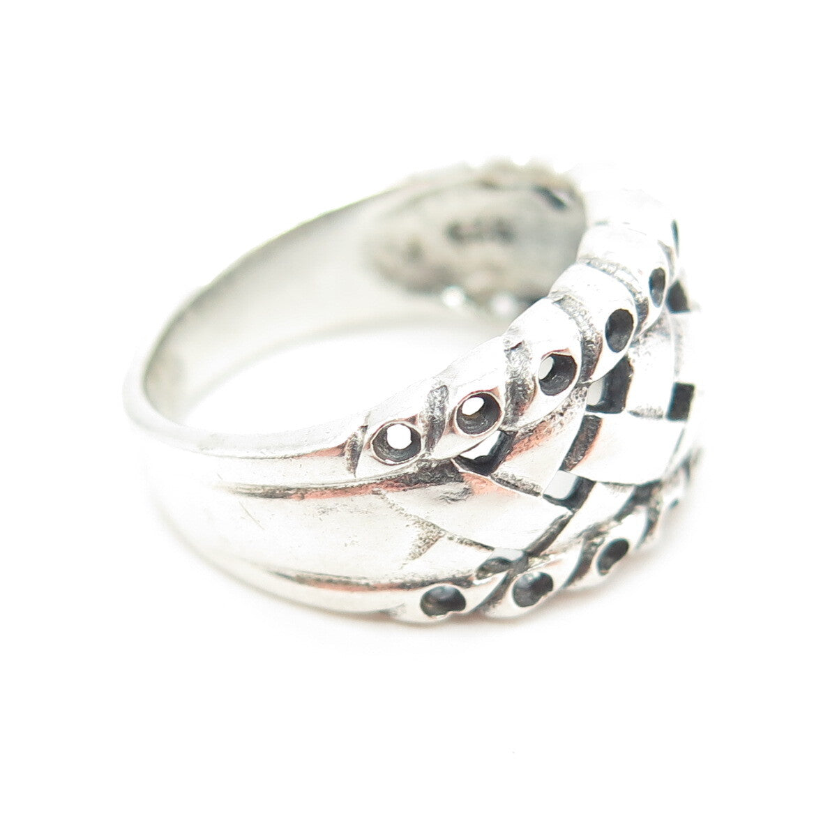 925 Sterling Silver Vintage Wicker Ring Size 6.75