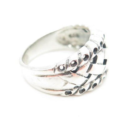 925 Sterling Silver Vintage Wicker Ring Size 6.75