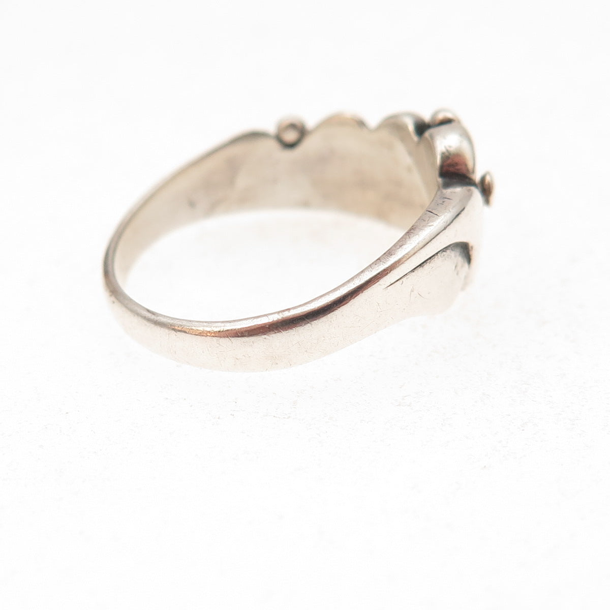925 Sterling Silver Vintage Modernist Wavy Oxidized Ring Size 6.75