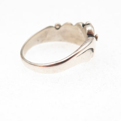 925 Sterling Silver Vintage Modernist Wavy Oxidized Ring Size 6.75