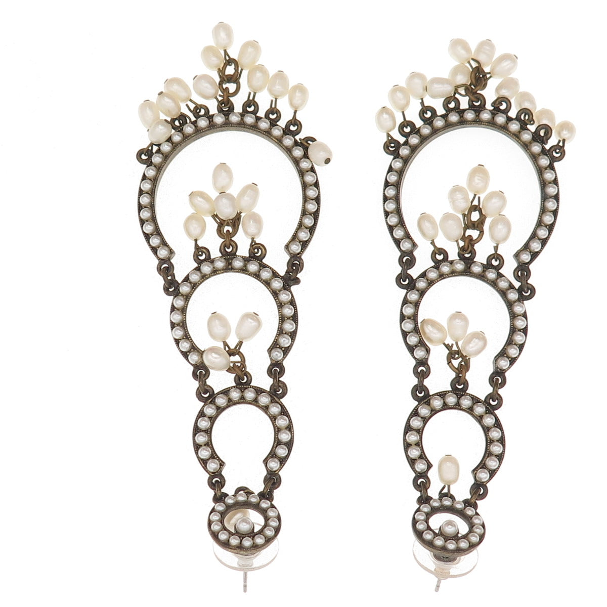 Ben-Amun Gold-Tone Vintage Faux Pearl Boho Dangle Earrings