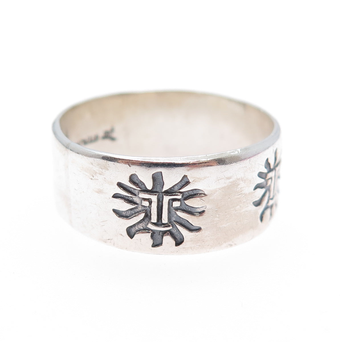 BELL TRADING POST 925 Sterling Silver Vintage Sun Symbol Band Ring Size 11.5