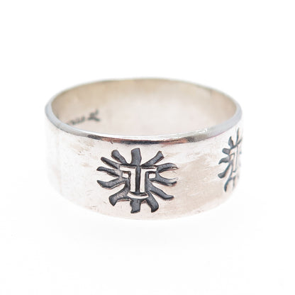 BELL TRADING POST 925 Sterling Silver Vintage Sun Symbol Band Ring Size 11.5