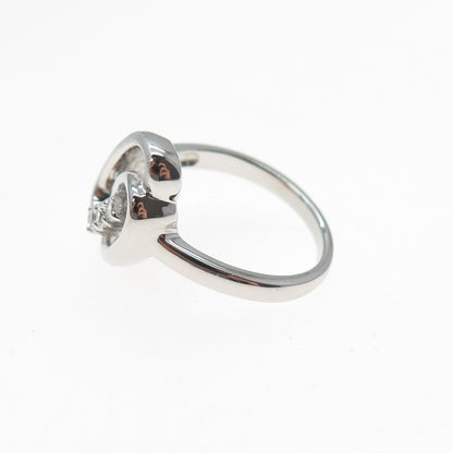 925 Sterling Silver Round-Cut C Z Interlocked Oval Circle Ring Size 8.25