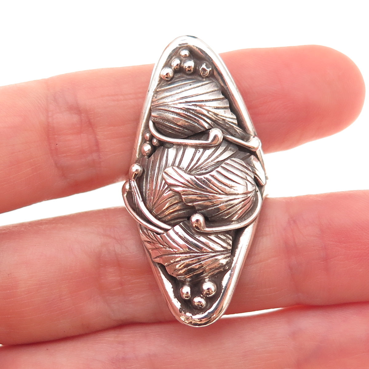 Lee Charley Navajo Old Pawn 925 Sterling Silver Vintage Feather Ring Size 8.5