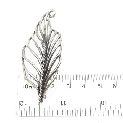 NAPIER 925 Sterling Silver Vintage Feather Oxidized Pin Brooch