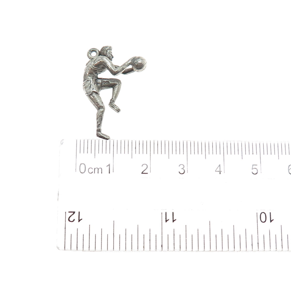 CREED 925 Sterling Silver Vintage Basketball Player Oxidized Charm Pendant