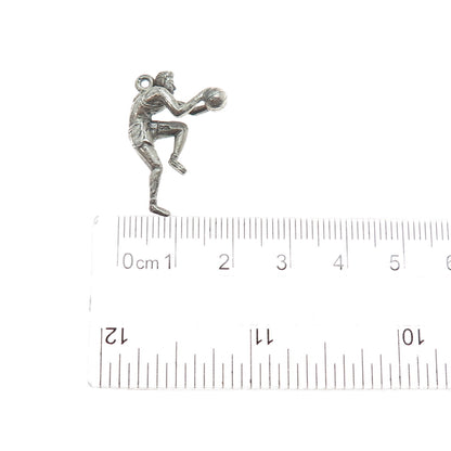 CREED 925 Sterling Silver Vintage Basketball Player Oxidized Charm Pendant