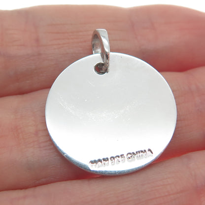 HAN 925 Sterling Silver Real Diamond Live Love And Laugh Heart Tag Pendant