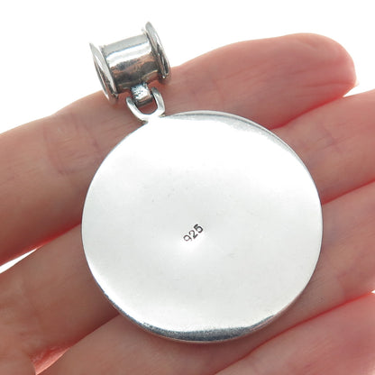 925 Sterling Silver 2-Tone Vintage Ottoman Tughra Ornate Oxidized Pendant