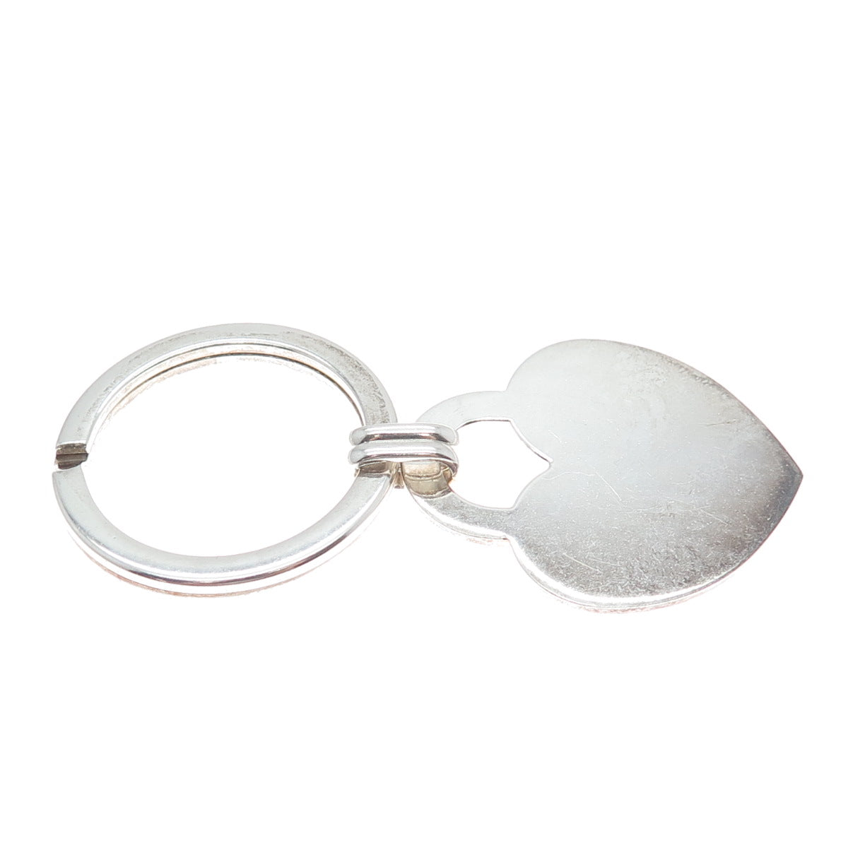 925 Sterling Silver Vintage Heart Tag Key Fob Ring Holder