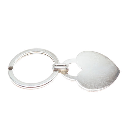 925 Sterling Silver Vintage Heart Tag Key Fob Ring Holder