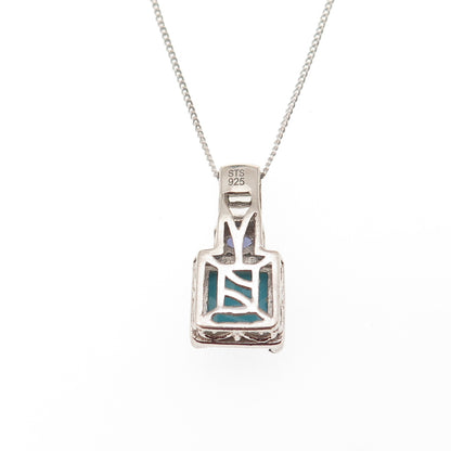 Chuck Clemency 925 Sterling Silver Real Turquoise Tanzanite & Topaz Necklace 20"