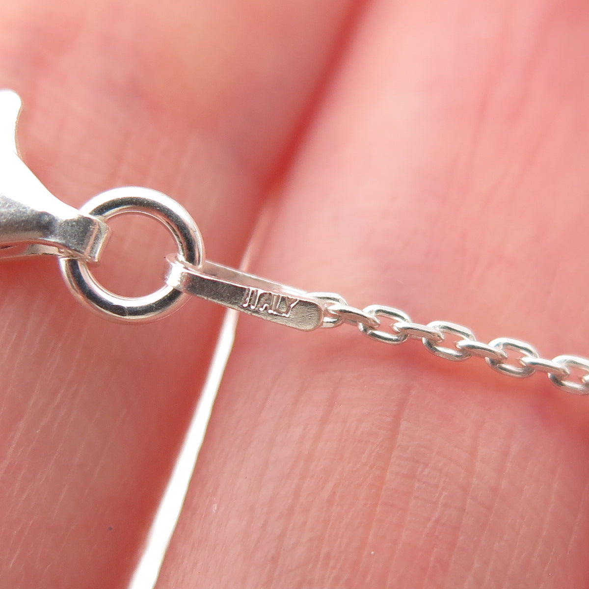 925 Sterling Silver Italy Diamond-Cut Beads Station Cable Chain Necklace 24"