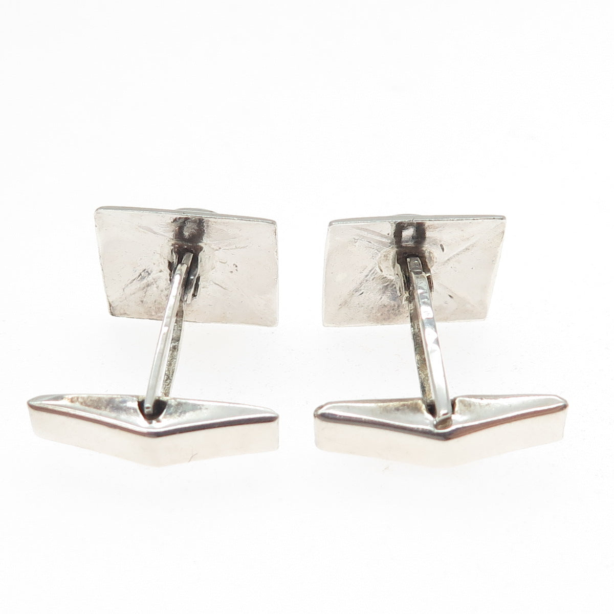 925 Sterling Silver Vintage Real Lavender Sapphire Modernist Cufflinks