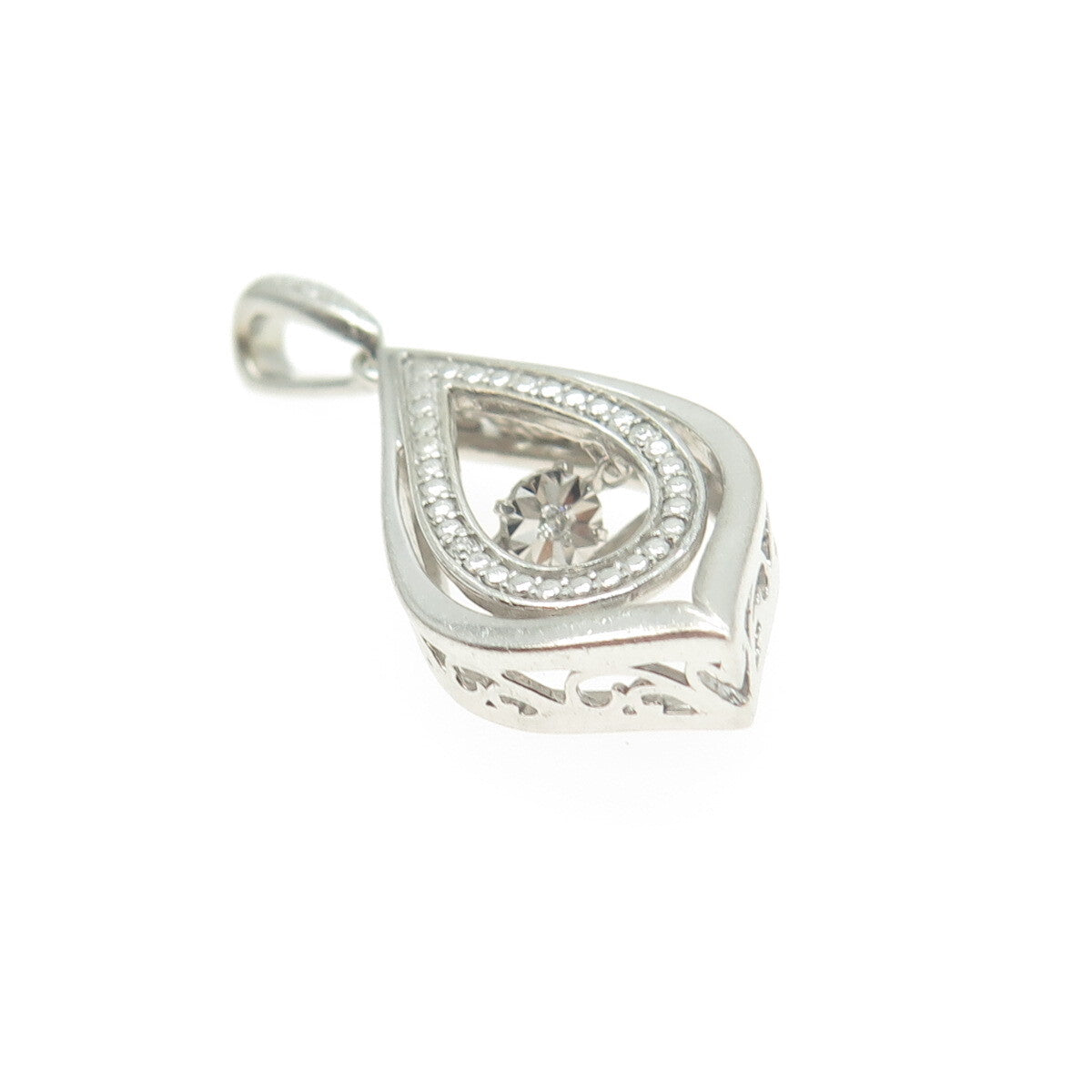 925 Sterling Silver OTC Real Round-Cut White Diamond Pendant