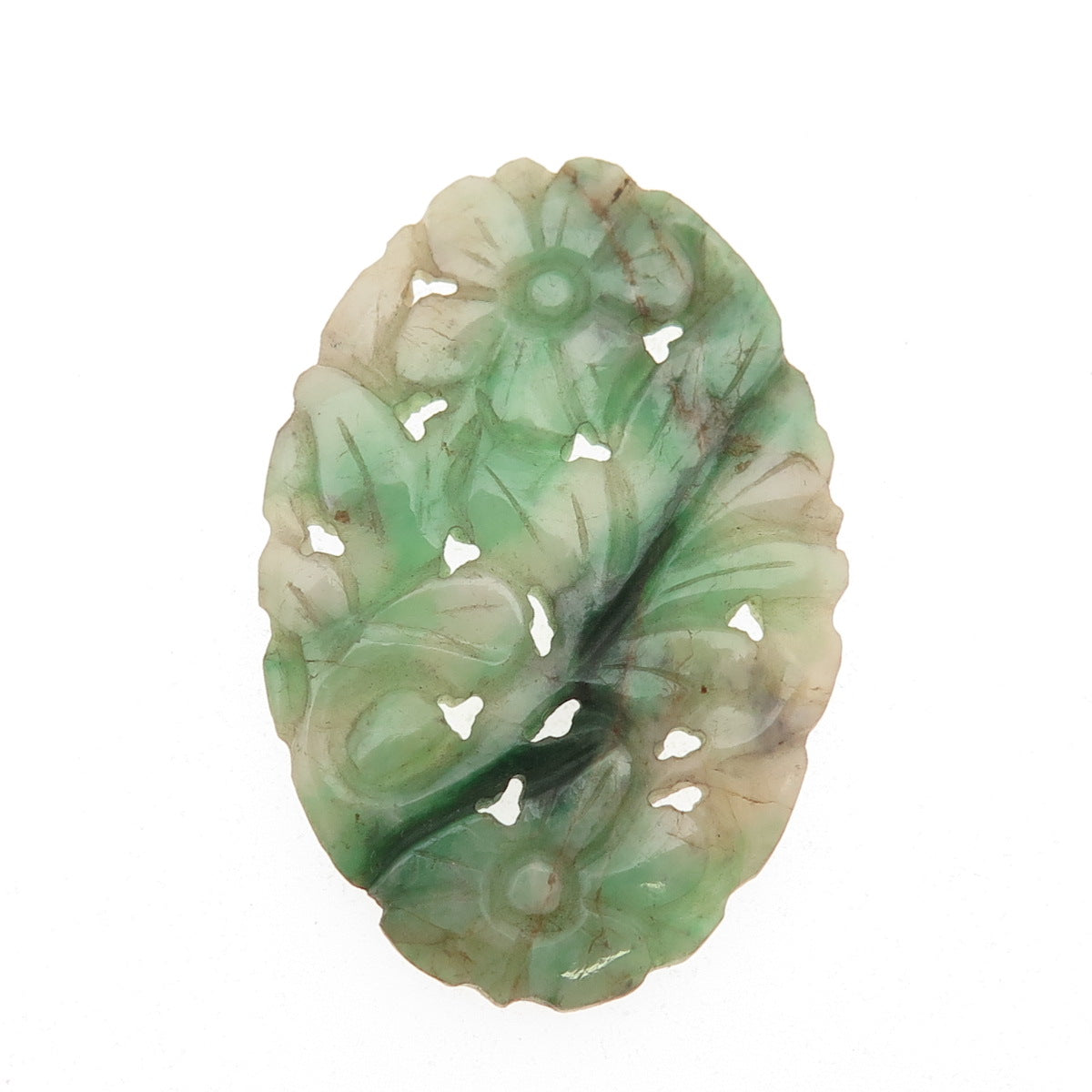 Antique China Real Carved Jade Floral for Pin Brooch / Pendant
