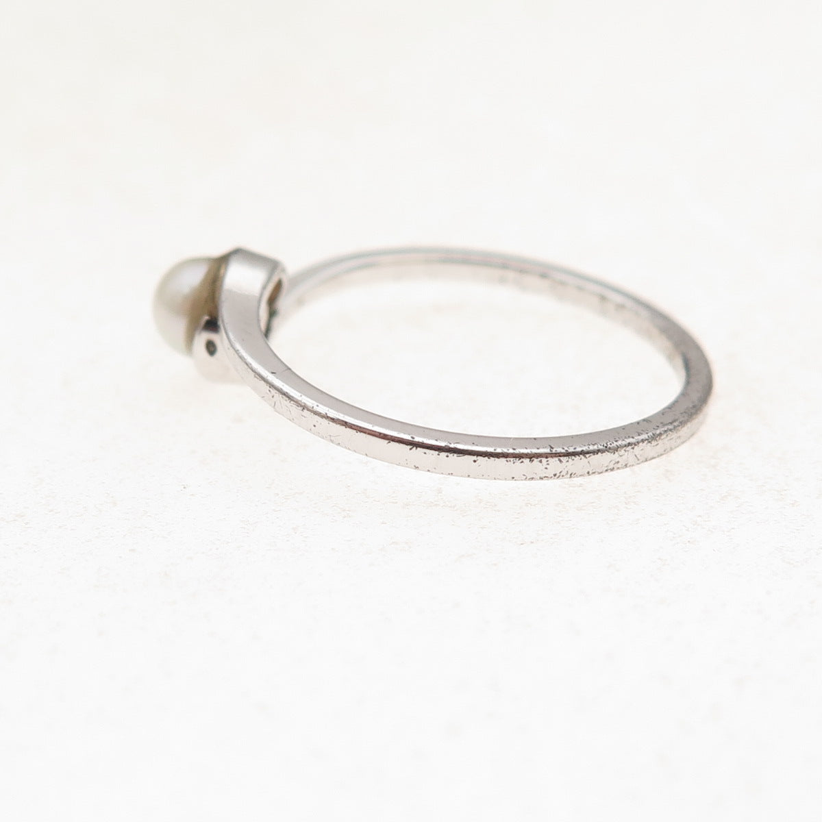 Avon 925 Sterling Silver Vintage Real Pearl Bypass Ring Size 7.25
