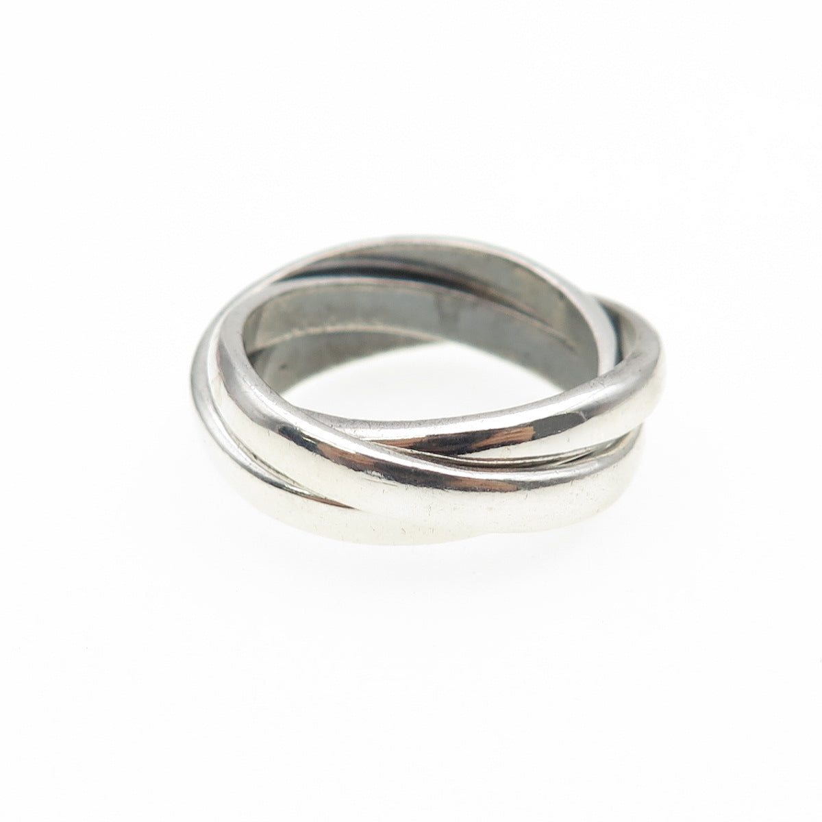 925 Sterling Silver Vintage Interlocked Trinity Band Ring Size 6.75