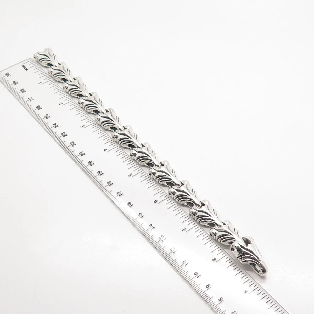 925 Sterling Silver Vintage Modernist Link Bracelet 8"