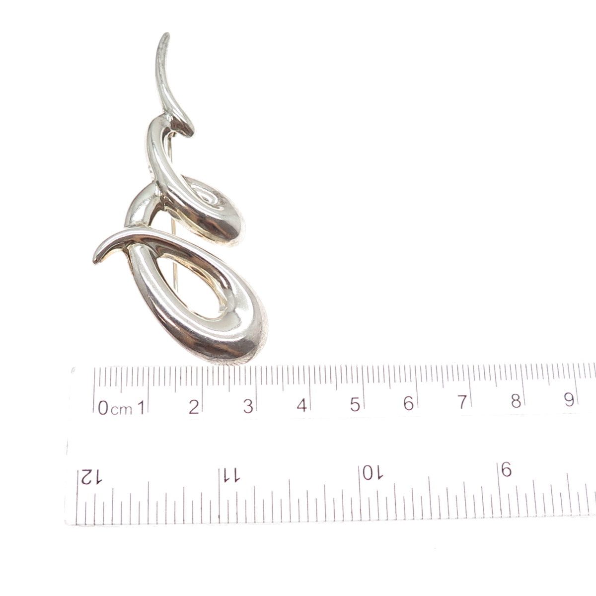 CNA PRANDA 925 Sterling Silver Vintage Modernist Twisted Pin Brooch