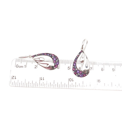 Ann King 925 Sterling Silver Real Amethyst Iolite & Topaz Dangle Earrings