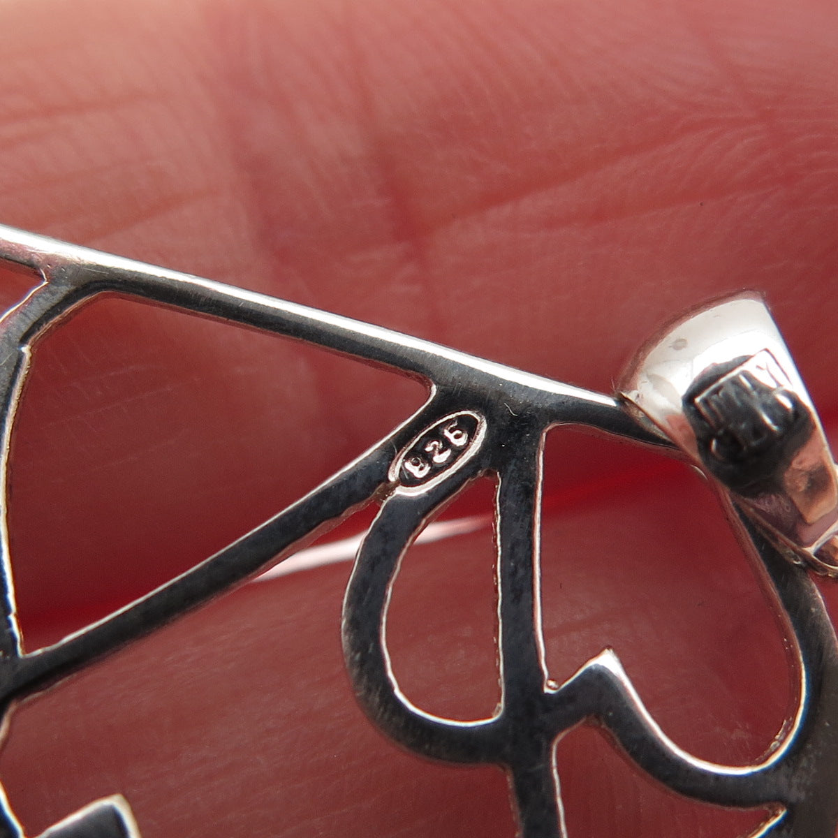 925 Sterling Silver Vintage Italy Heart Spider Web Charm Pendant