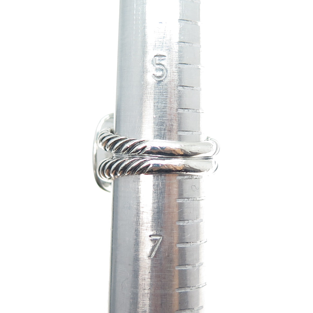 DAVID YURMAN Sterling Silver Vintage Real Diamond & Smoky Quartz Ring Size 6.25