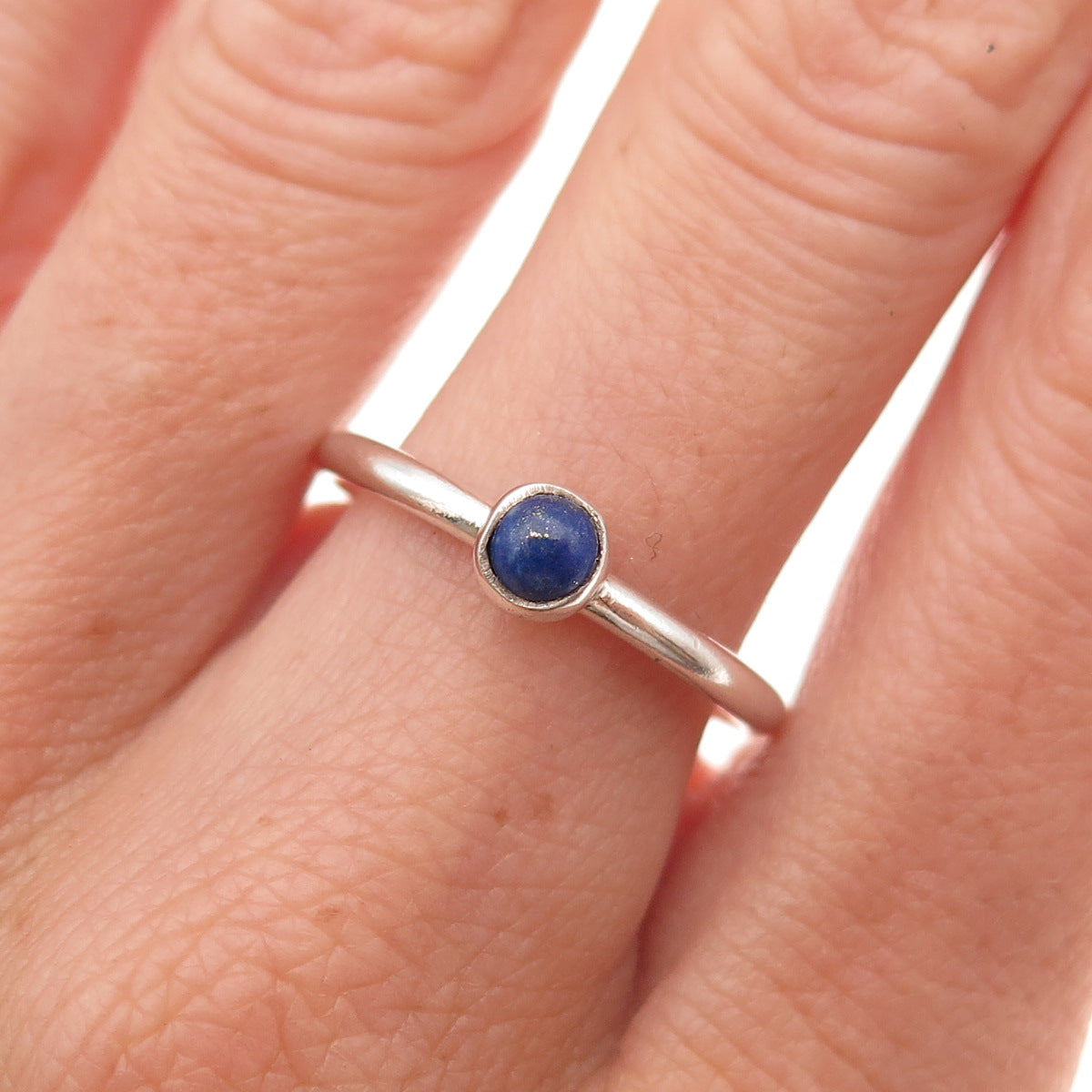 925 Sterling Silver Vintage Real Lapis Oxidized Ring Size 8