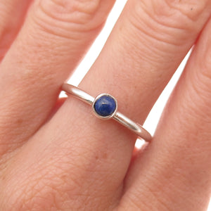925 Sterling Silver Vintage Real Lapis Oxidized Ring Size 8