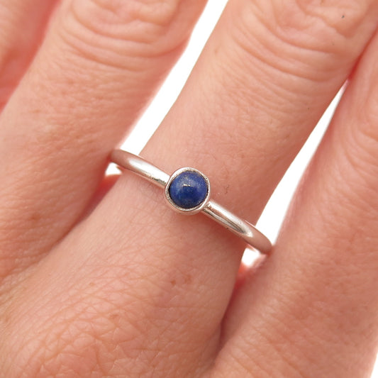 925 Sterling Silver Vintage Real Lapis Oxidized Ring Size 8