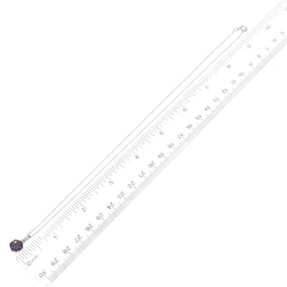 925 Sterling Silver Real Round-Cut Amethyst Cable Chain Necklace 18"