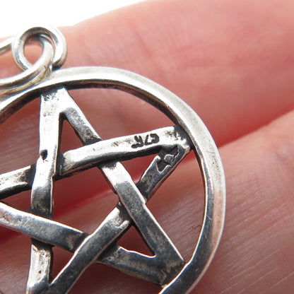 SUNWEST 925 Sterling Silver Vintage Pentagram Oxidized Charm Pendant