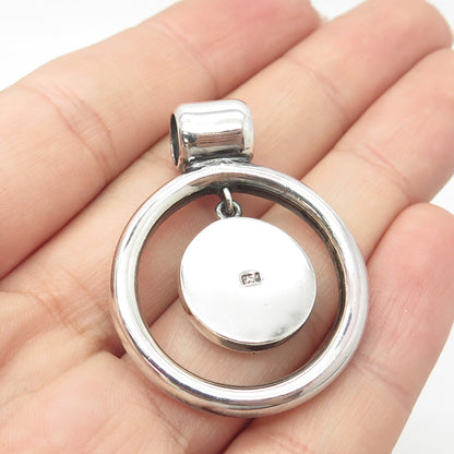 950 Silver Vintage Real Sodalite Gem Globe Handmade Amulet Slide Pendant