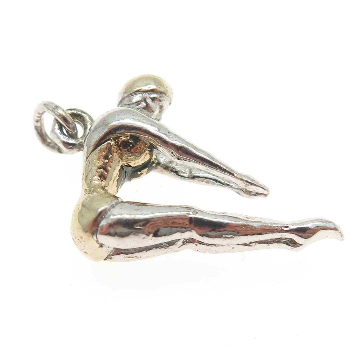 925 Sterling Silver 2-Tone Antique Art Deco Diving Woman Charm Pendant