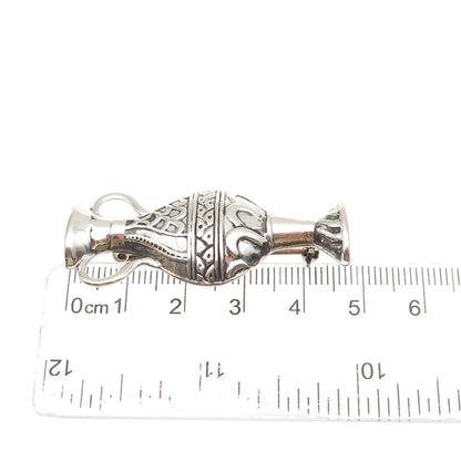 REO CO. 925 Sterling Silver Vintage Ornate Vase Oxidized Pin Brooch