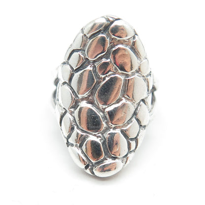 925 Sterling Silver Vintage Pebble Statement Ring Size 8.75