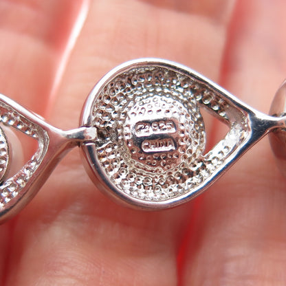 ROSS SIMONS 925 Sterling Silver Vintage Real Pearl Teardrop Link Bracelet 7.5"