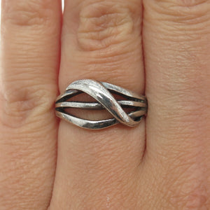 CHAPAL ZENRAY 925 Sterling Silver Vintage Crisscross Oxidized Ring Size 6