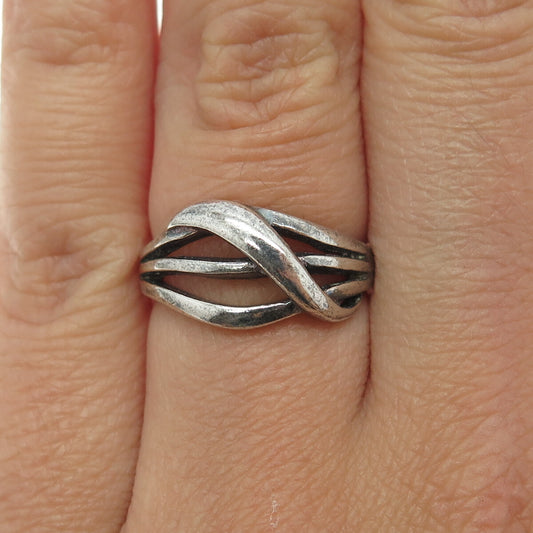 CHAPAL ZENRAY 925 Sterling Silver Vintage Crisscross Oxidized Ring Size 6