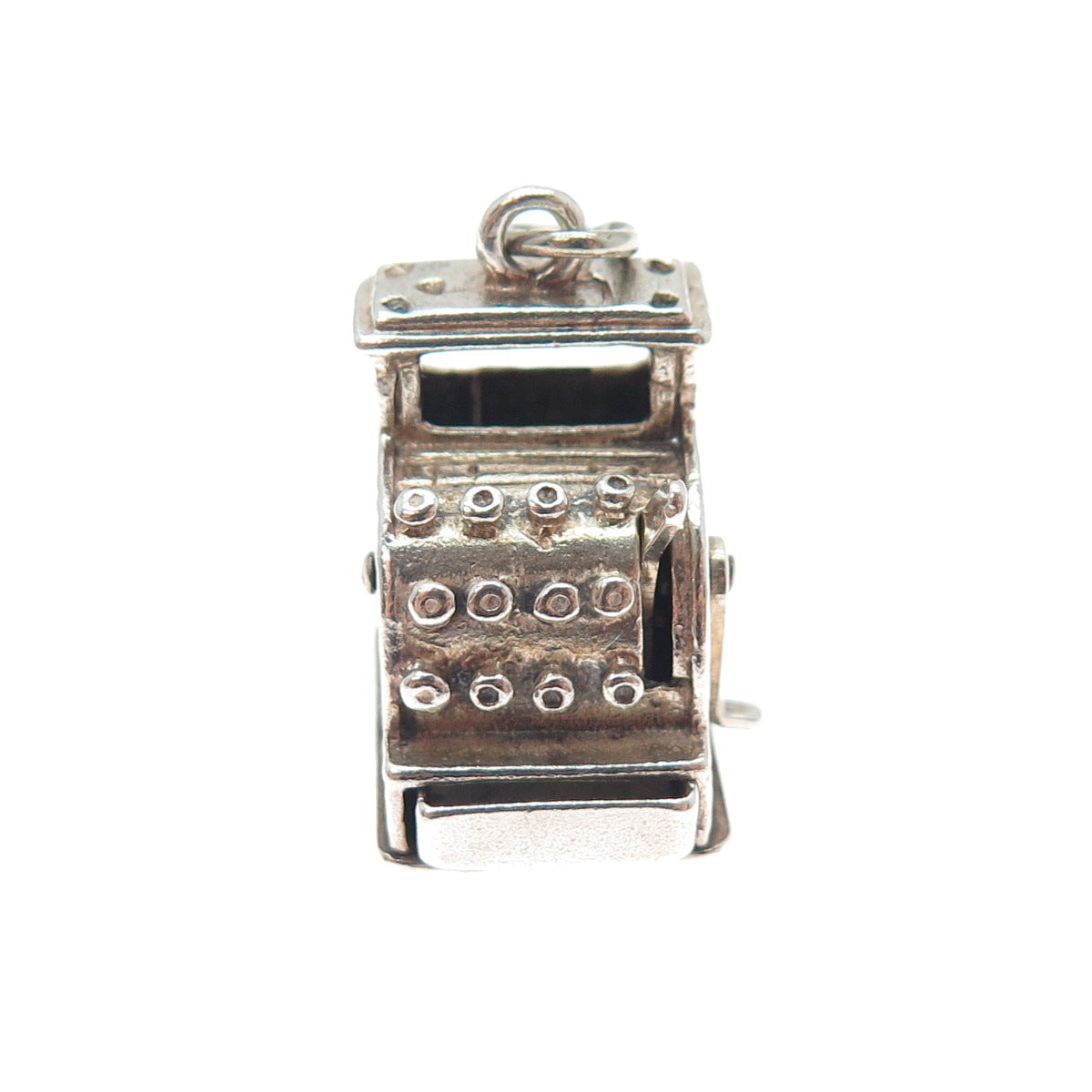 BEAU 925 Sterling Silver Vintage Cash Register Mini Movable 3D Charm Pendant