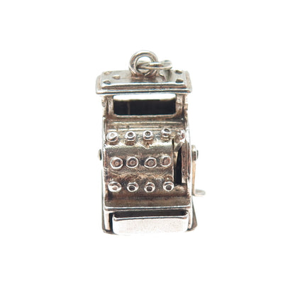 BEAU 925 Sterling Silver Vintage Cash Register Mini Movable 3D Charm Pendant