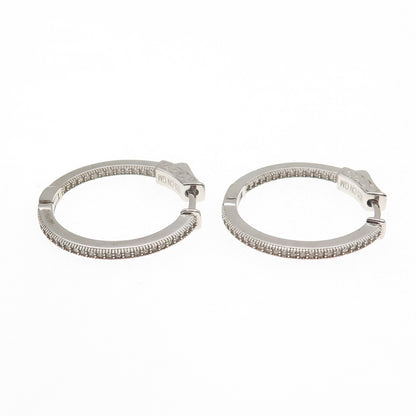 925 Sterling Silver Round-Cut C Z In & Out Hoop Earrings