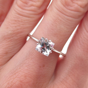 925 Sterling Silver Princess-Cut C Z Engagement Ring Size 8.25