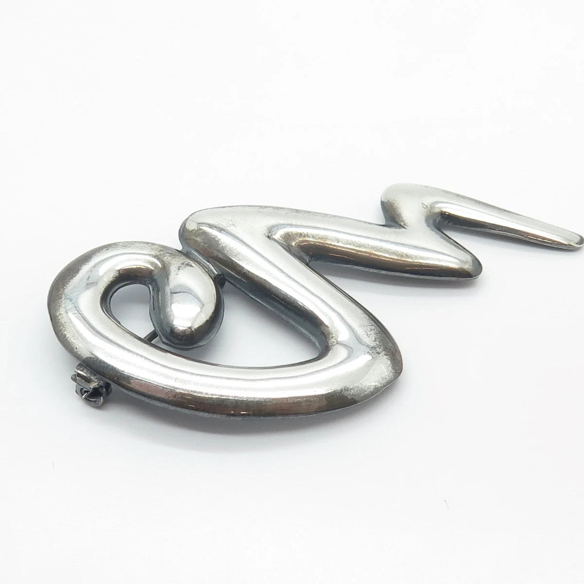 925 Sterling Silver Vintage Snake Handcrafted Pin Brooch