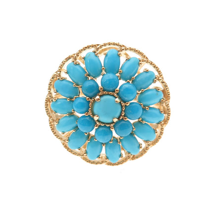 Tehya Oyama Sterling Gold Plated Real Sleeping Beauty Turquoise Ring Size 8.25