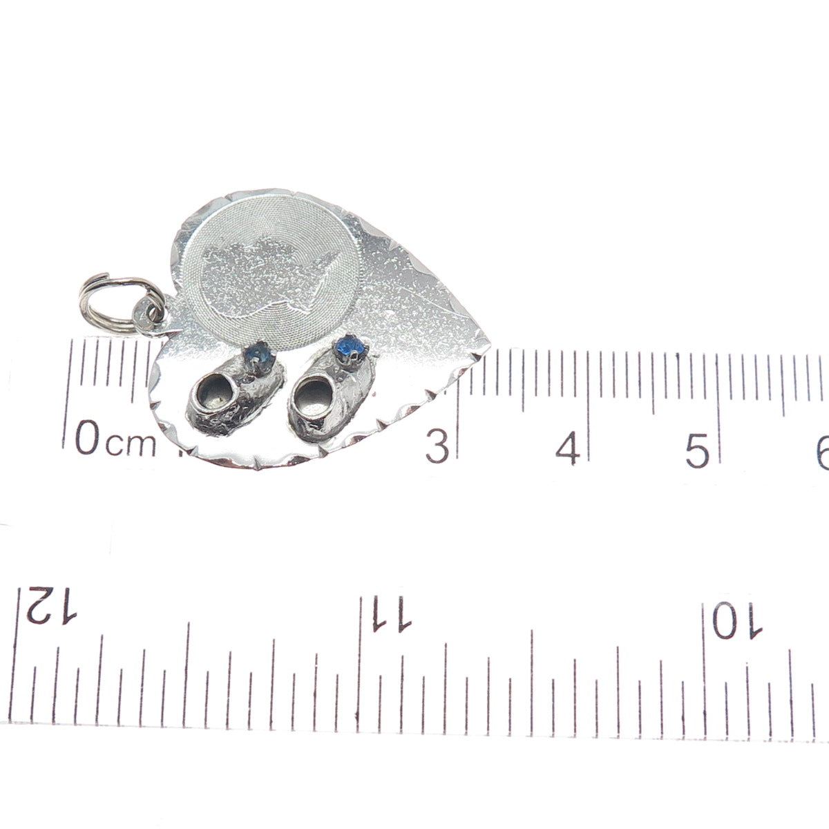 TOWN & COUNTRY 925 Sterling Silver Vintage Rhinestone Boy Shoes Heart Pendant