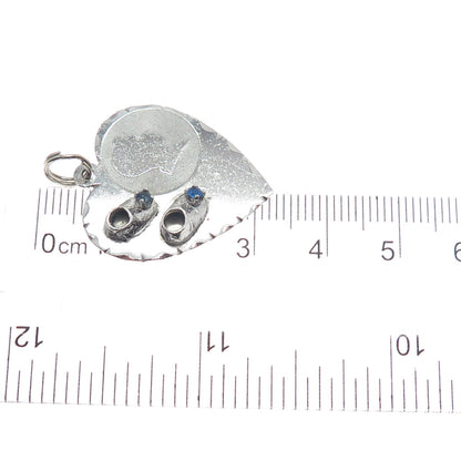 TOWN & COUNTRY 925 Sterling Silver Vintage Rhinestone Boy Shoes Heart Pendant